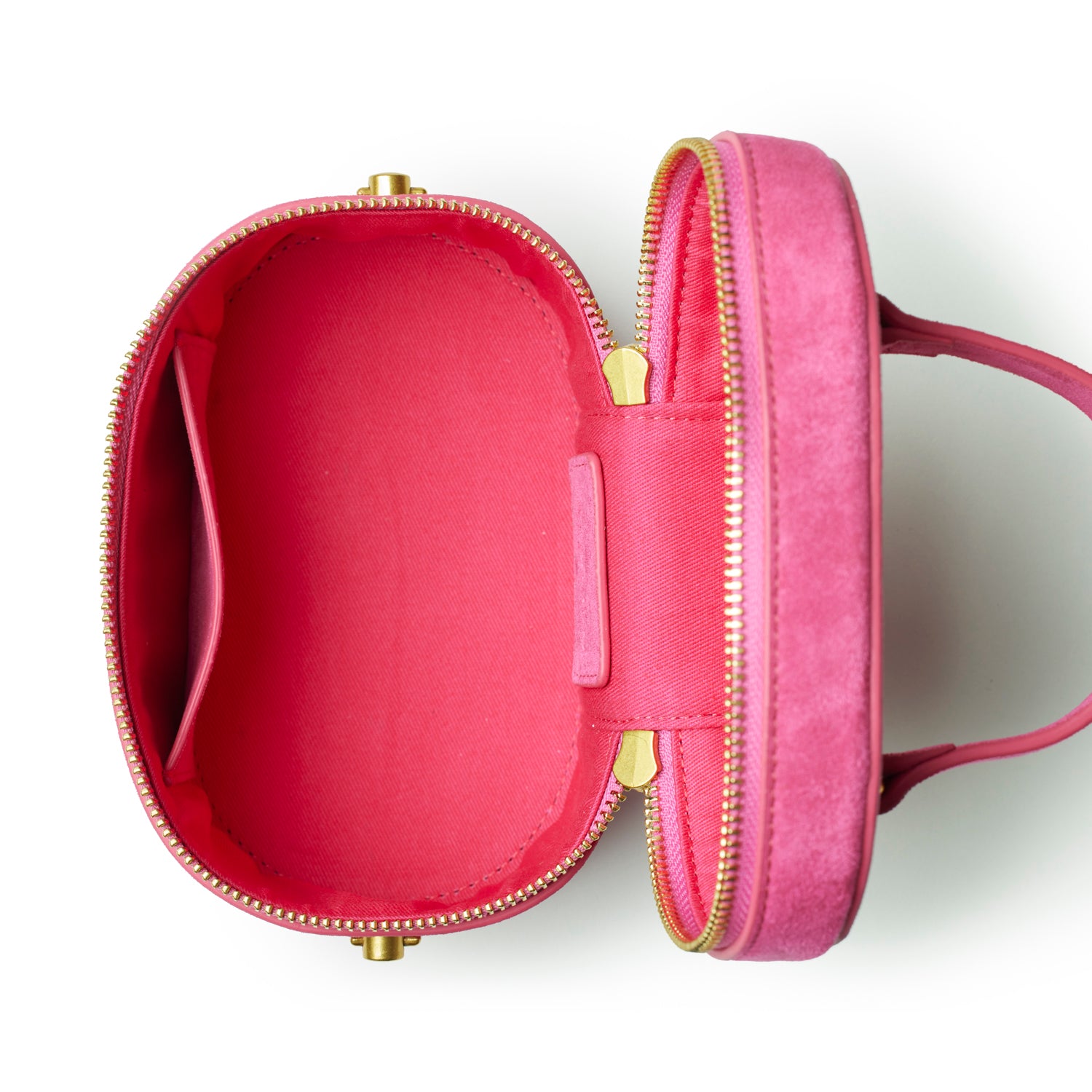 MINI SUEDE VANITY BAG - HOT PINK
