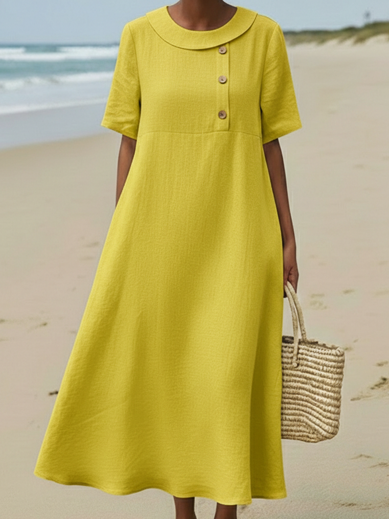 Elegant Cozy Round-neck Loose A-line Dress