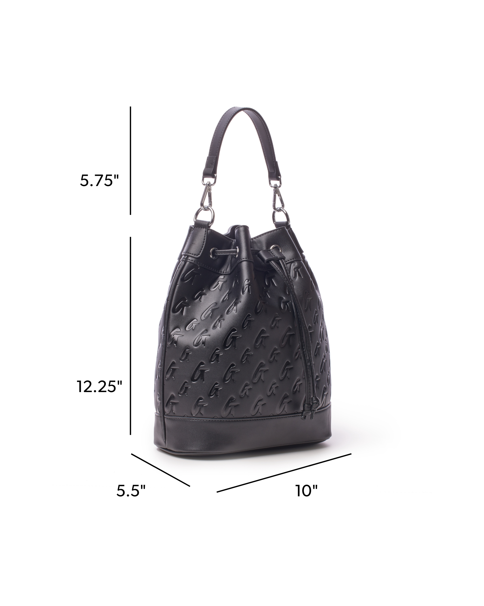 LARGE MONOGRAM BUCKET BAG - BLACK