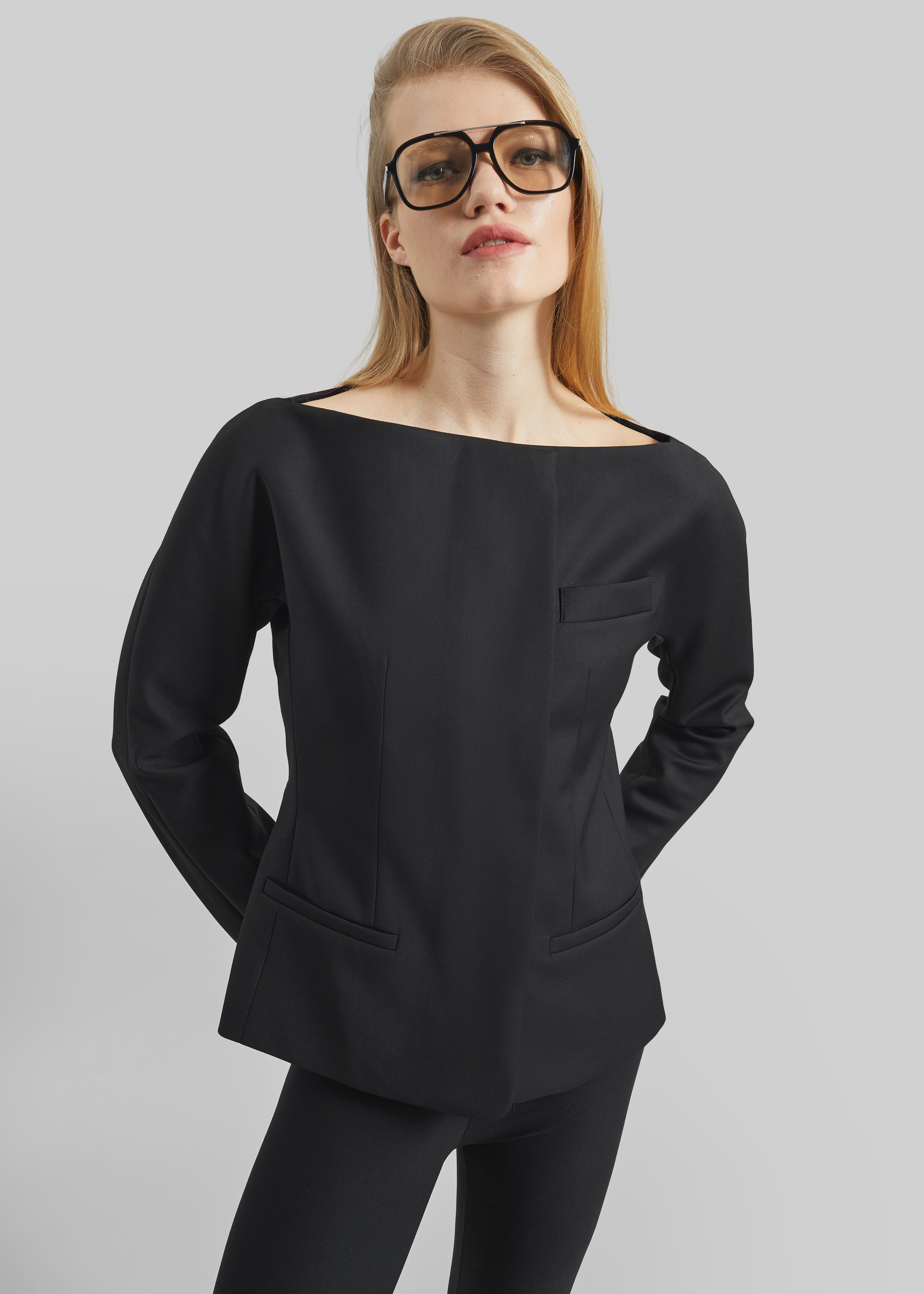 Troense Boatneck Tailored Blazer - Black