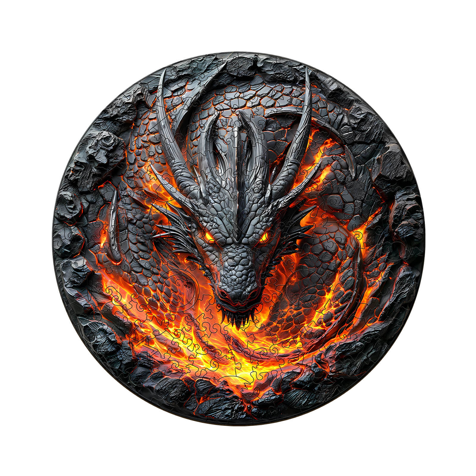 Flame Wall Dragon Wooden Jigsaw Puzzle