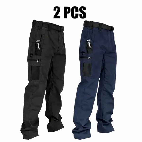 🔥Men's Solid Color Tactical Work Pants with Multiple Pockets and Zipper Closures