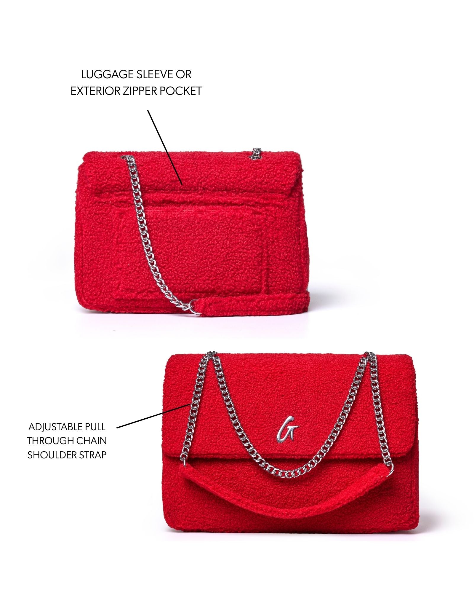 LARGE TEDDY FLAP BAG - RED