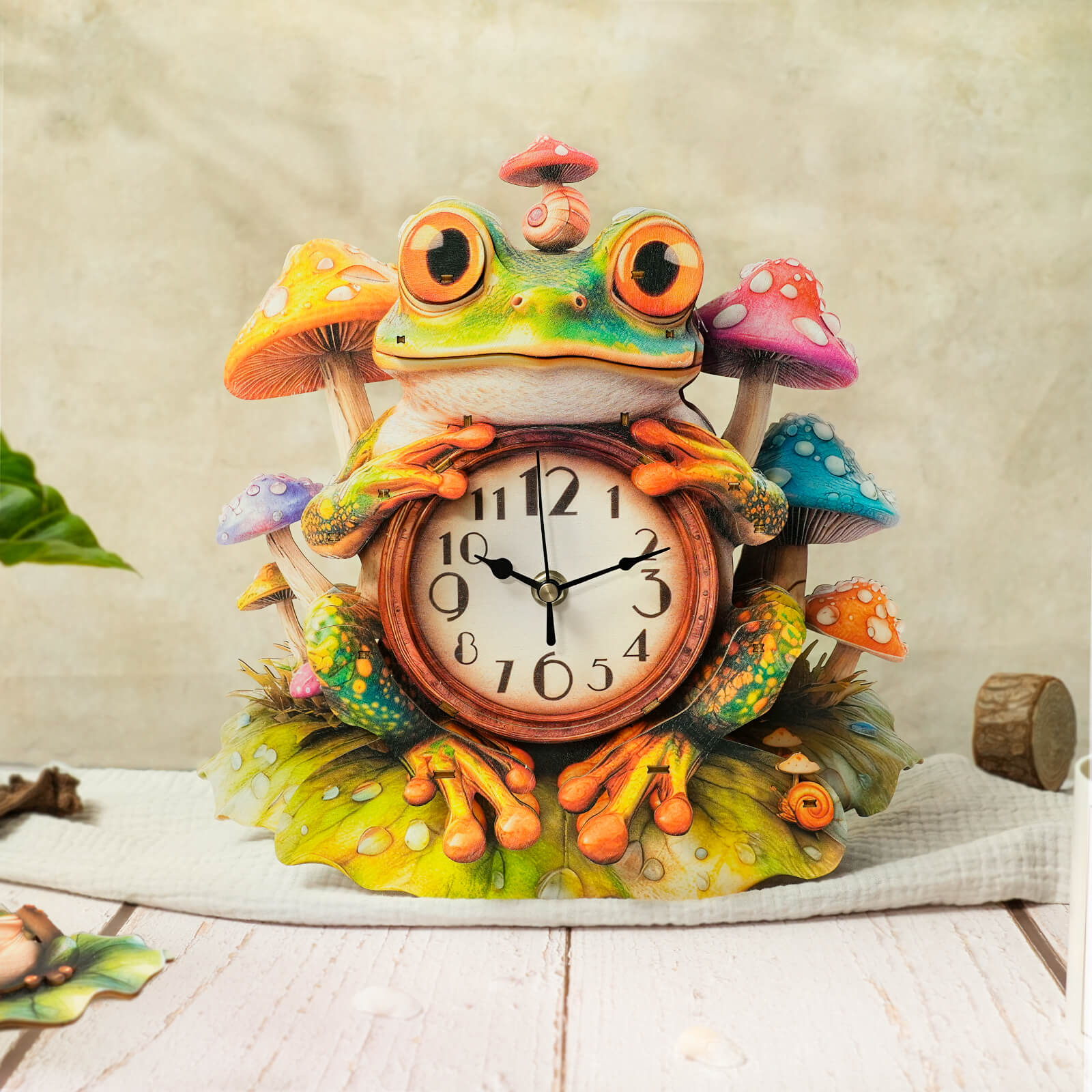 Frogâ€“ DIY Wooden Clock, 3D Puzzle Craft Kit