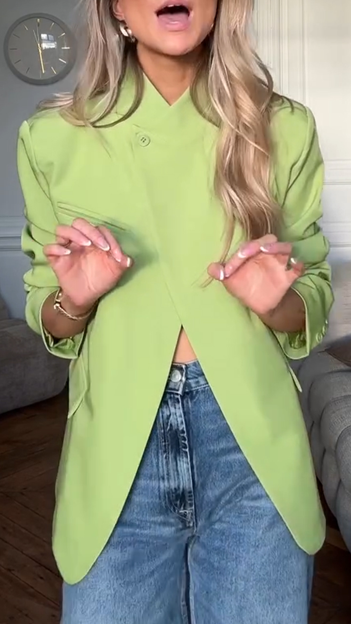 Women Round Neck Solid Color Casual Top