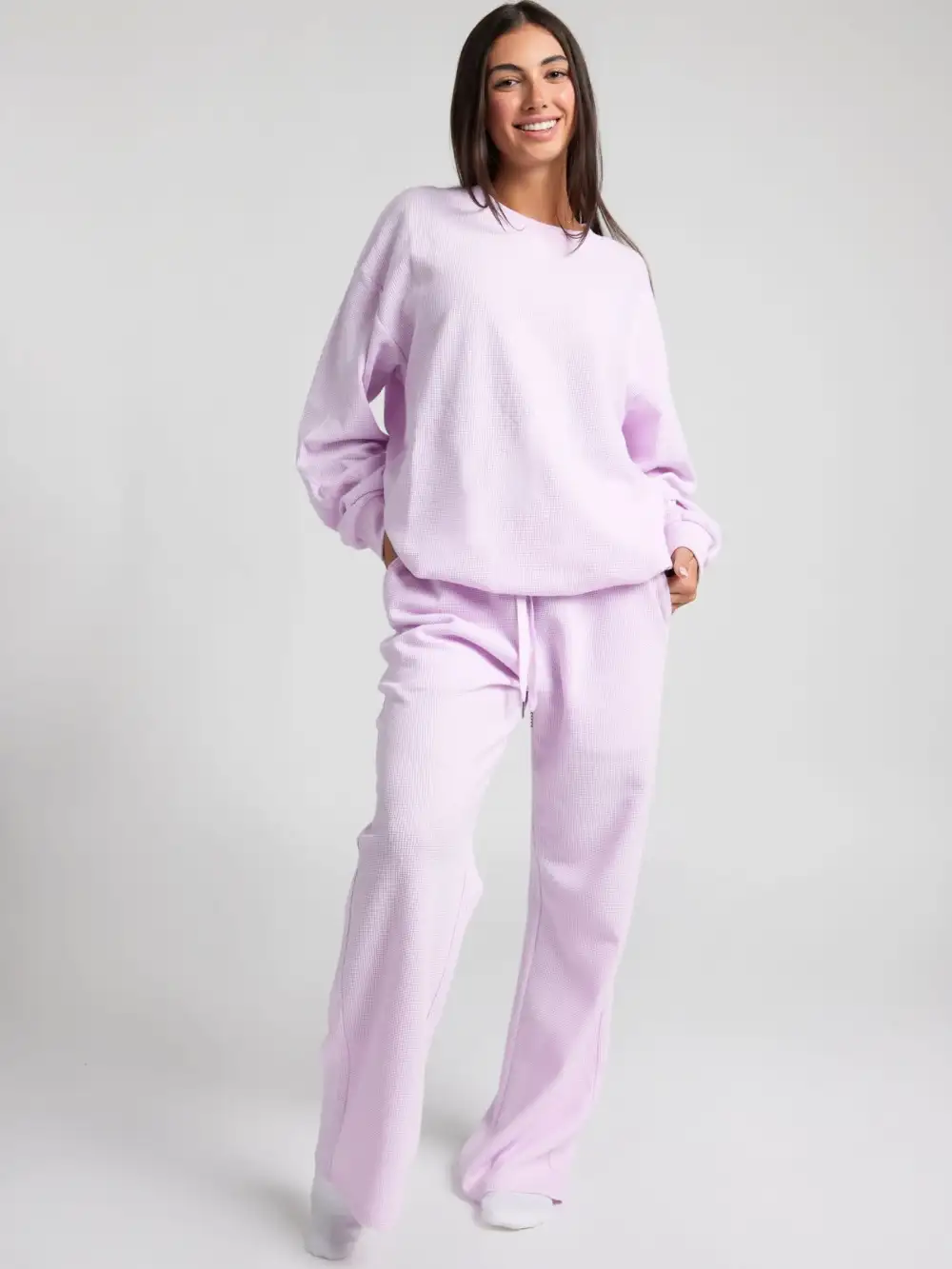 Waffle Lounge Long Sleeve Lounge Set