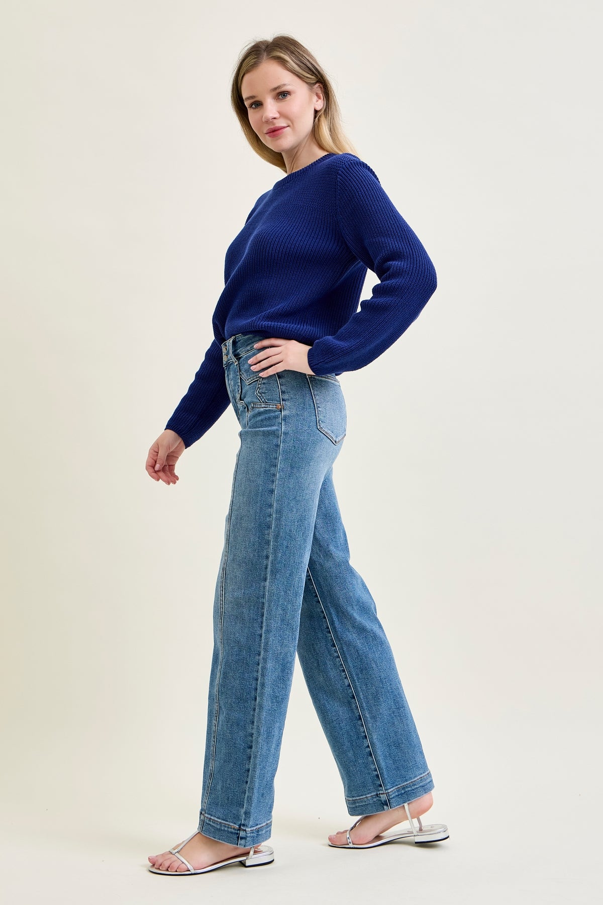 Eliza High Rise Wide Legs with Starry Flair