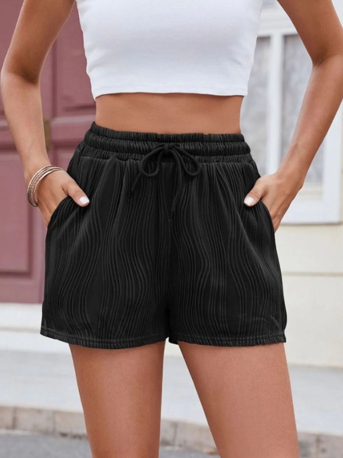 Texture Drawstring Shorts (multiple color options)