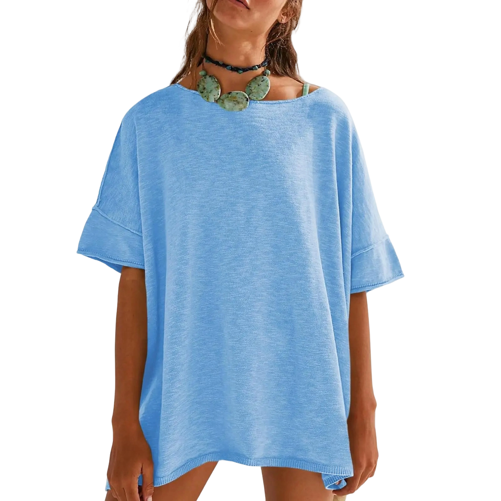 Casual Short Sleeve Blouse with Side Slits