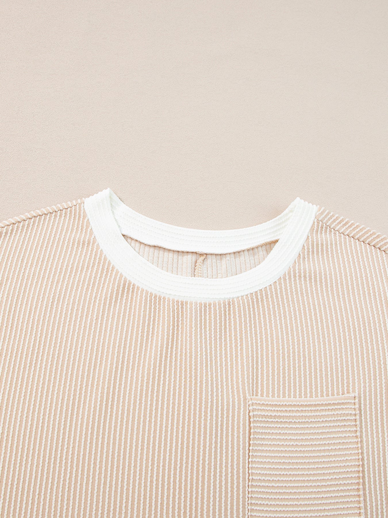 Twisted Ribbed Color Block Trim T Shirt Shift Dress