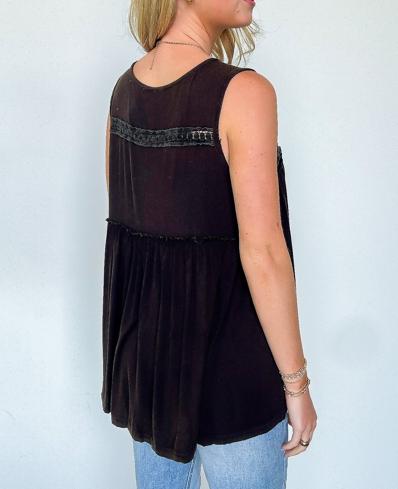 Crochet V-Neck Ruffle Tank Top