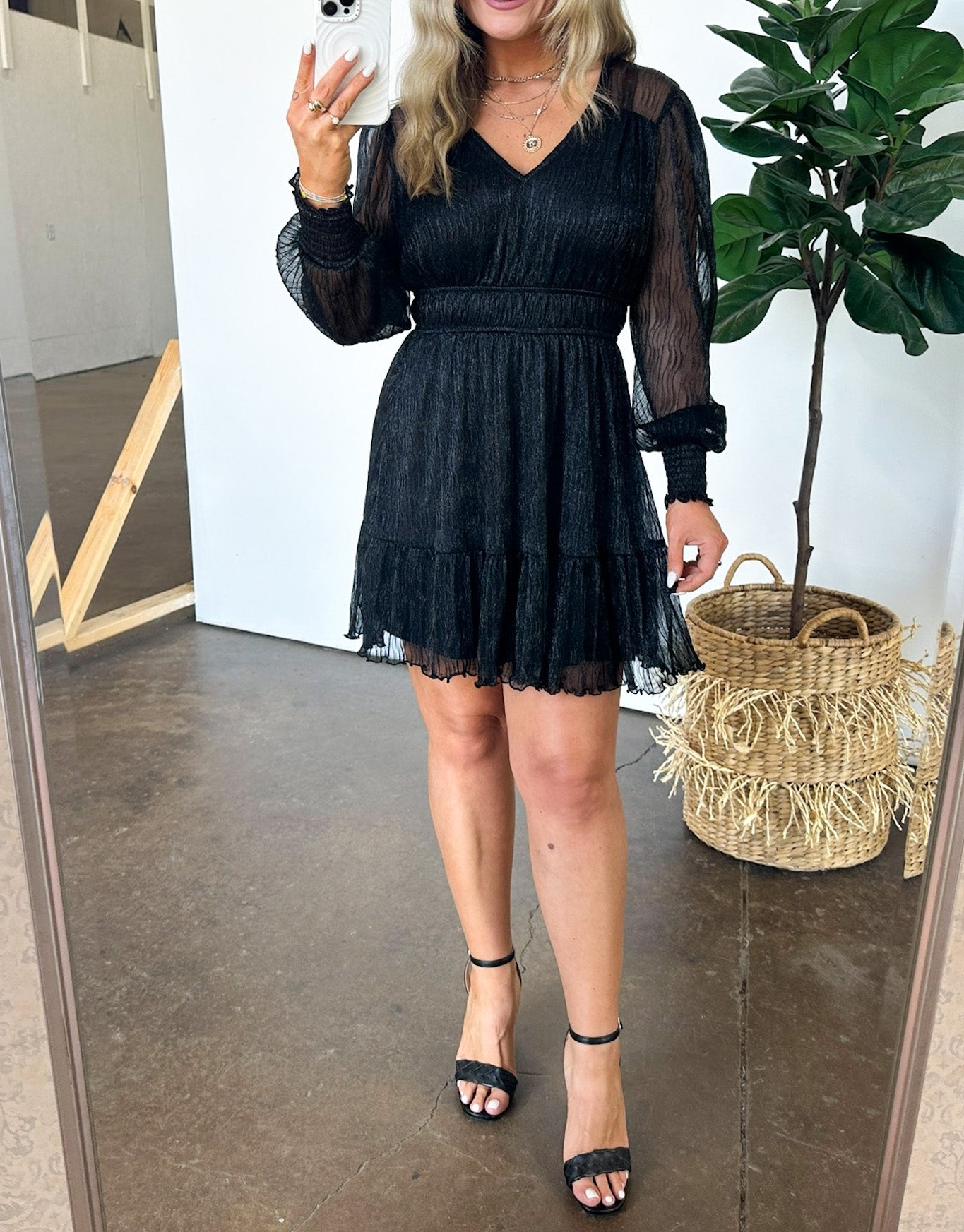 Dramatic Persona Glitter Shirred Dress