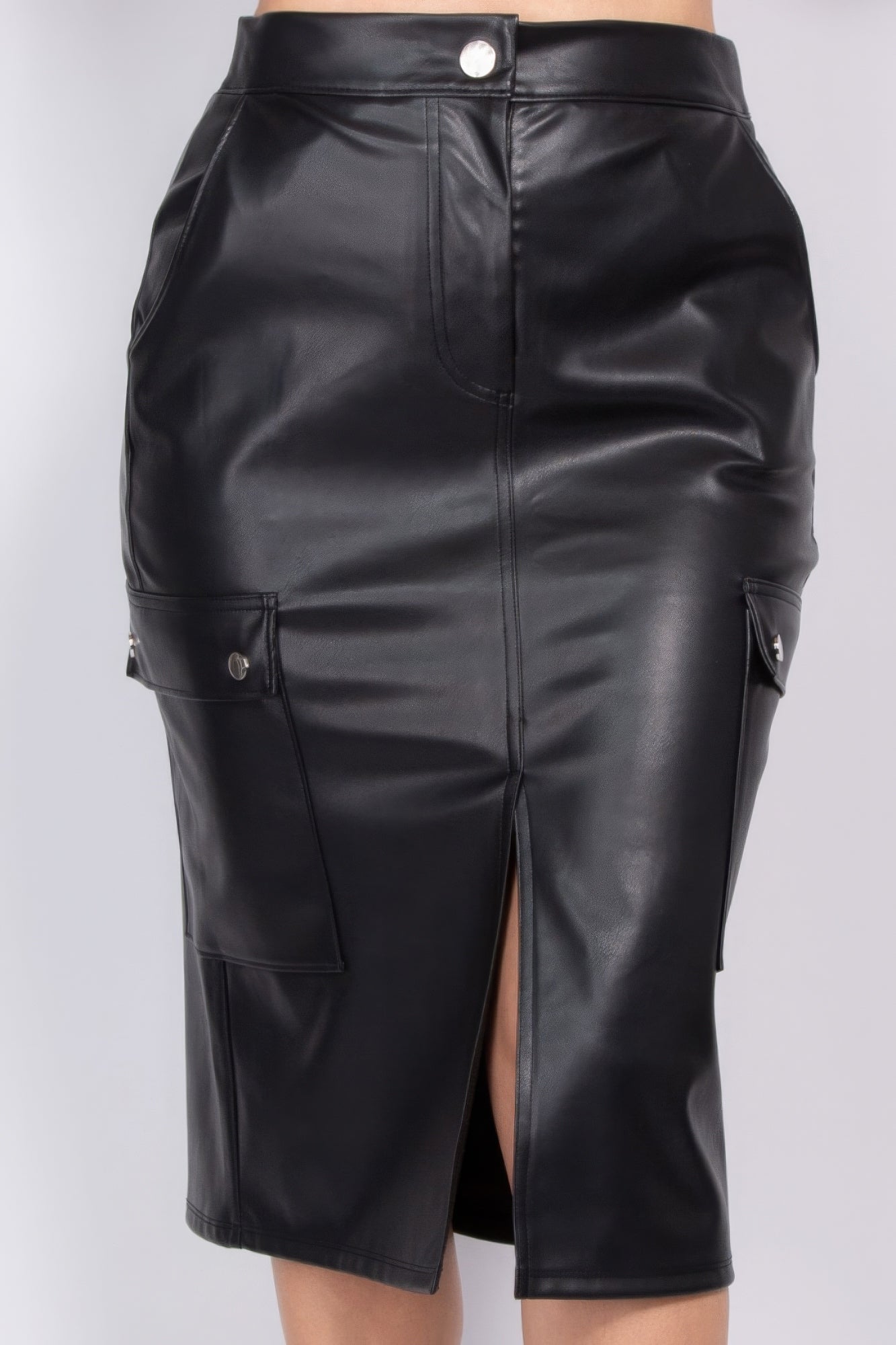 Marisol's Faux Leather High-rise Cargo Skirt
