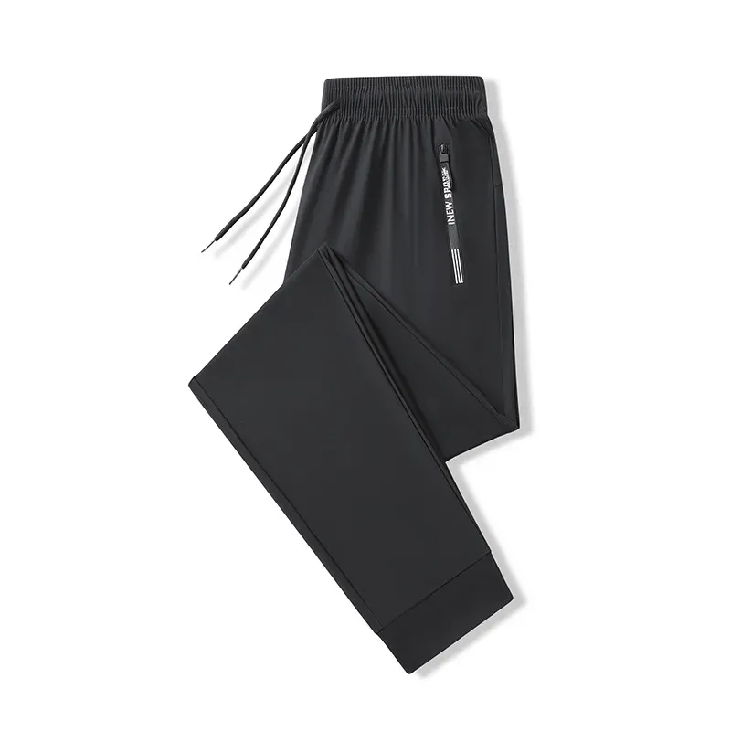 Men'S Ice Silk Pants Breathable Casual Pants Sports Pants Quick-Drying Pants Men'S Elastic Straight Large Size