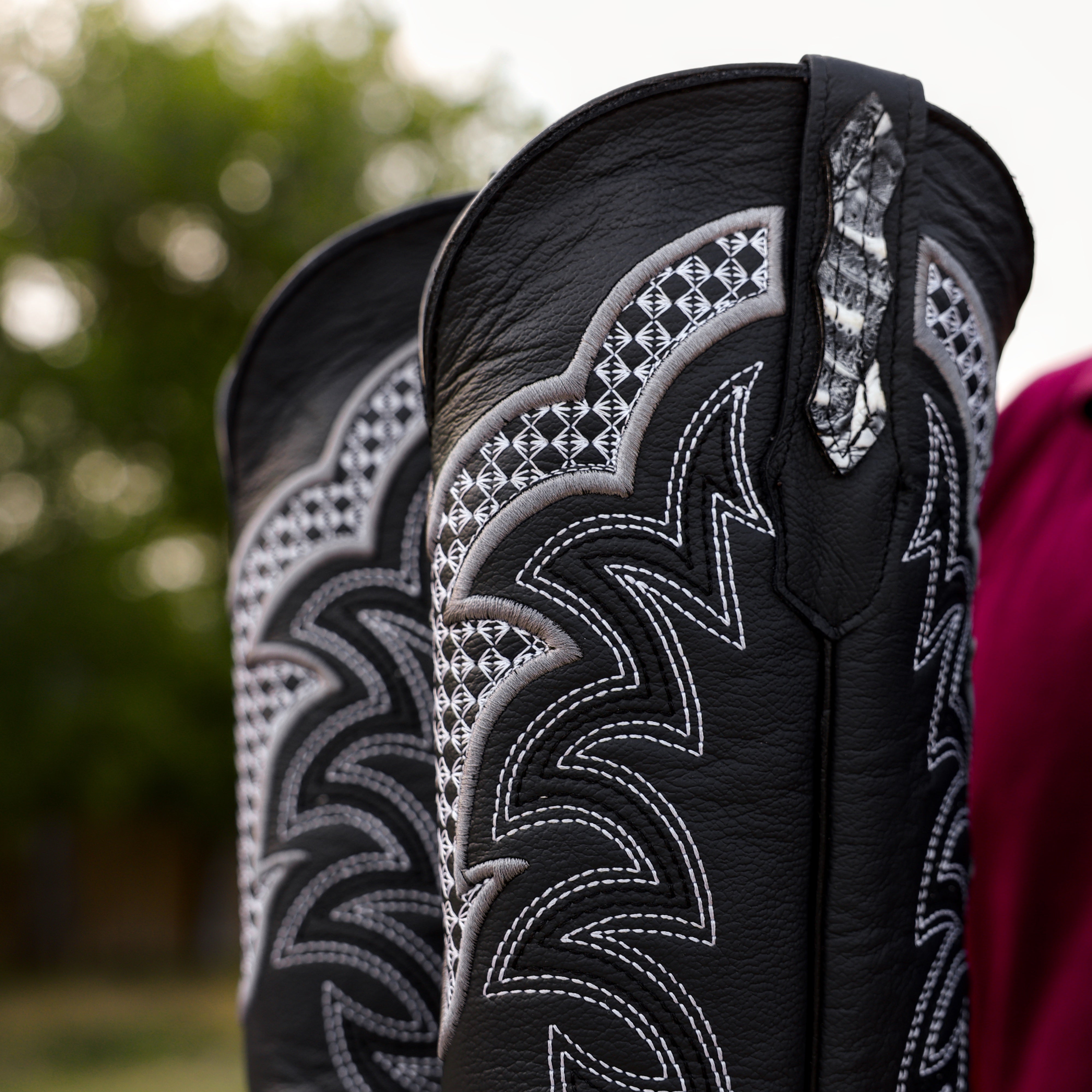 Rustic Eclipse Caiman Neck Leather Boots - Square Toe