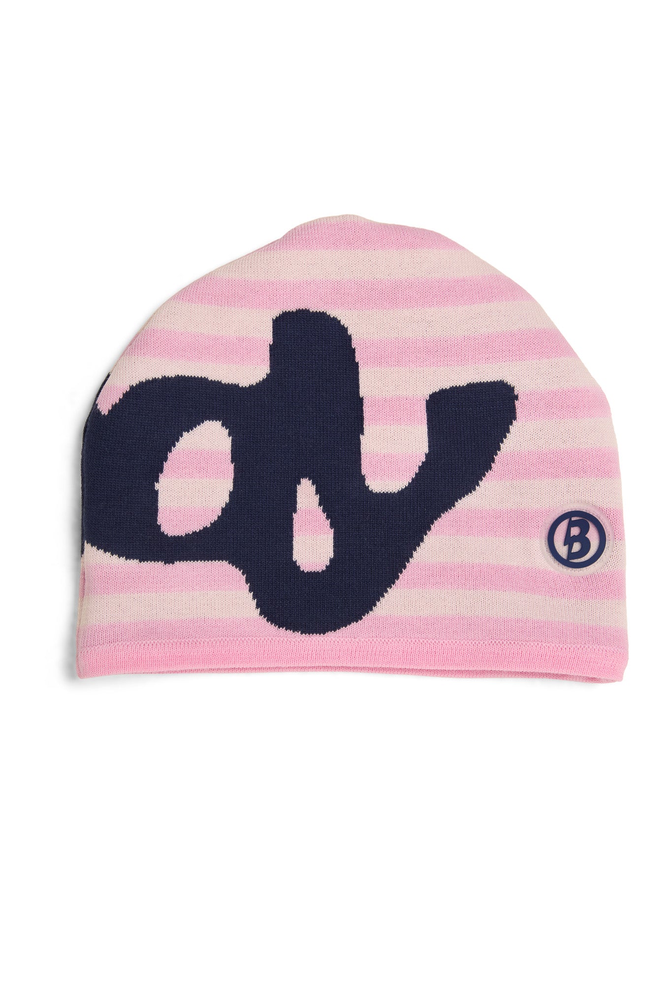 STRIPED KNIT BEANIE (PINK/NAVY)