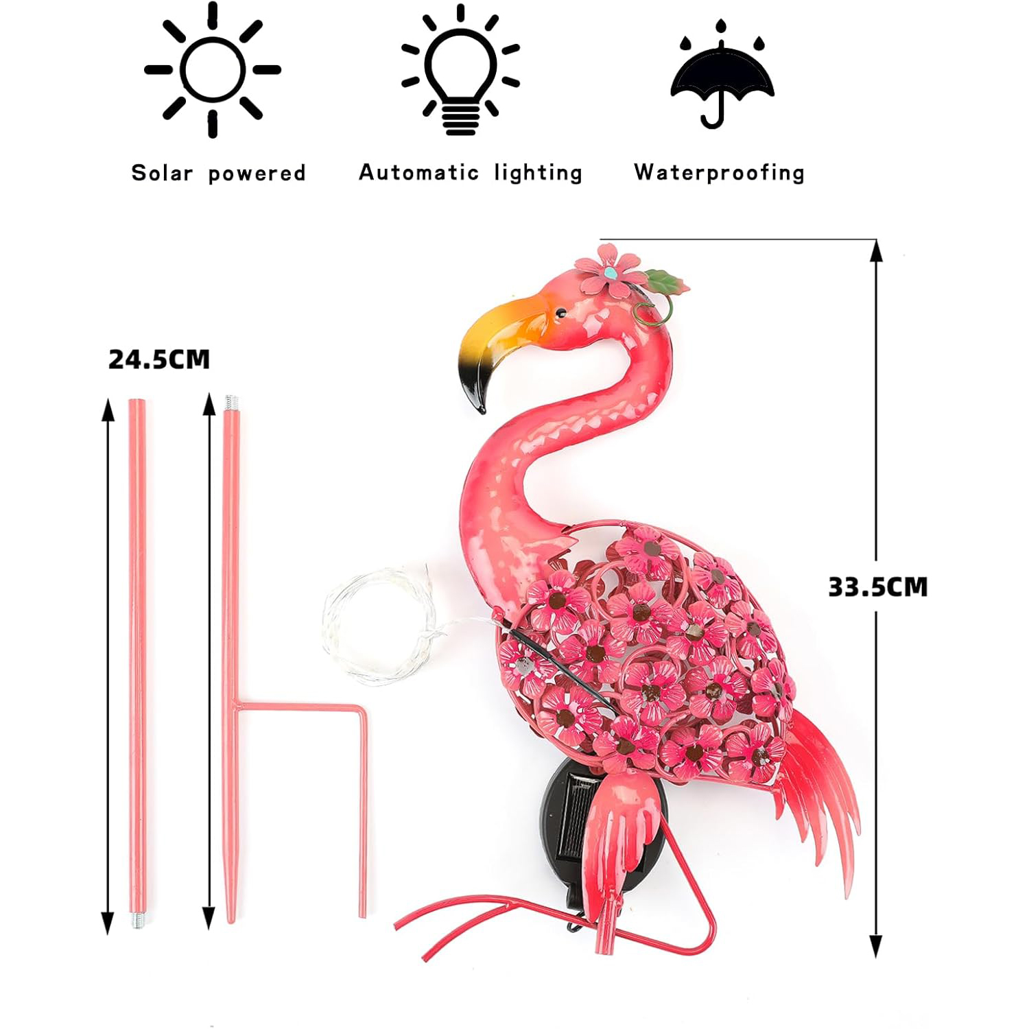 Pink Solar Flamingo Garden Ground Plug Decoration