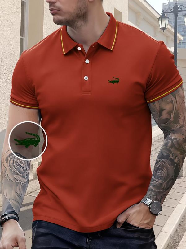 Men's Regular Fit Letter Print Contrast Trim Polo Shirt