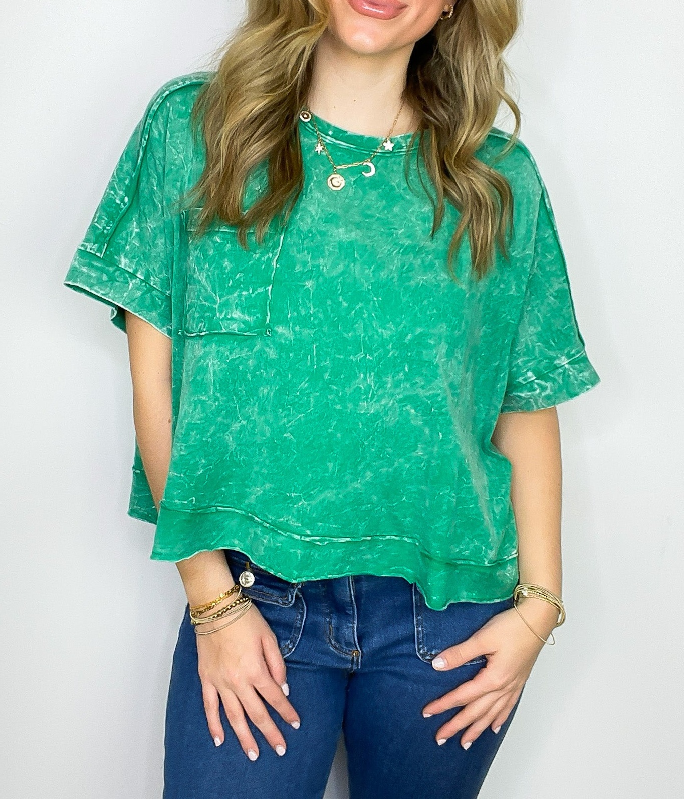 Vivid Aura Mineral Wash Oversized Tee