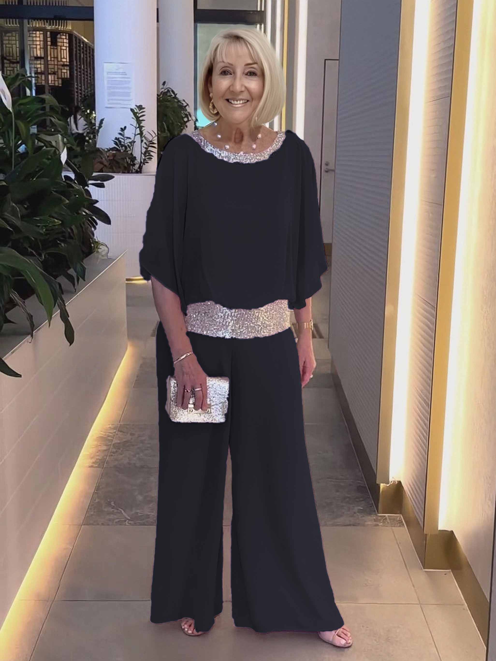 Plus Size Pink Sequin Spinning Tunic Suit 9c42