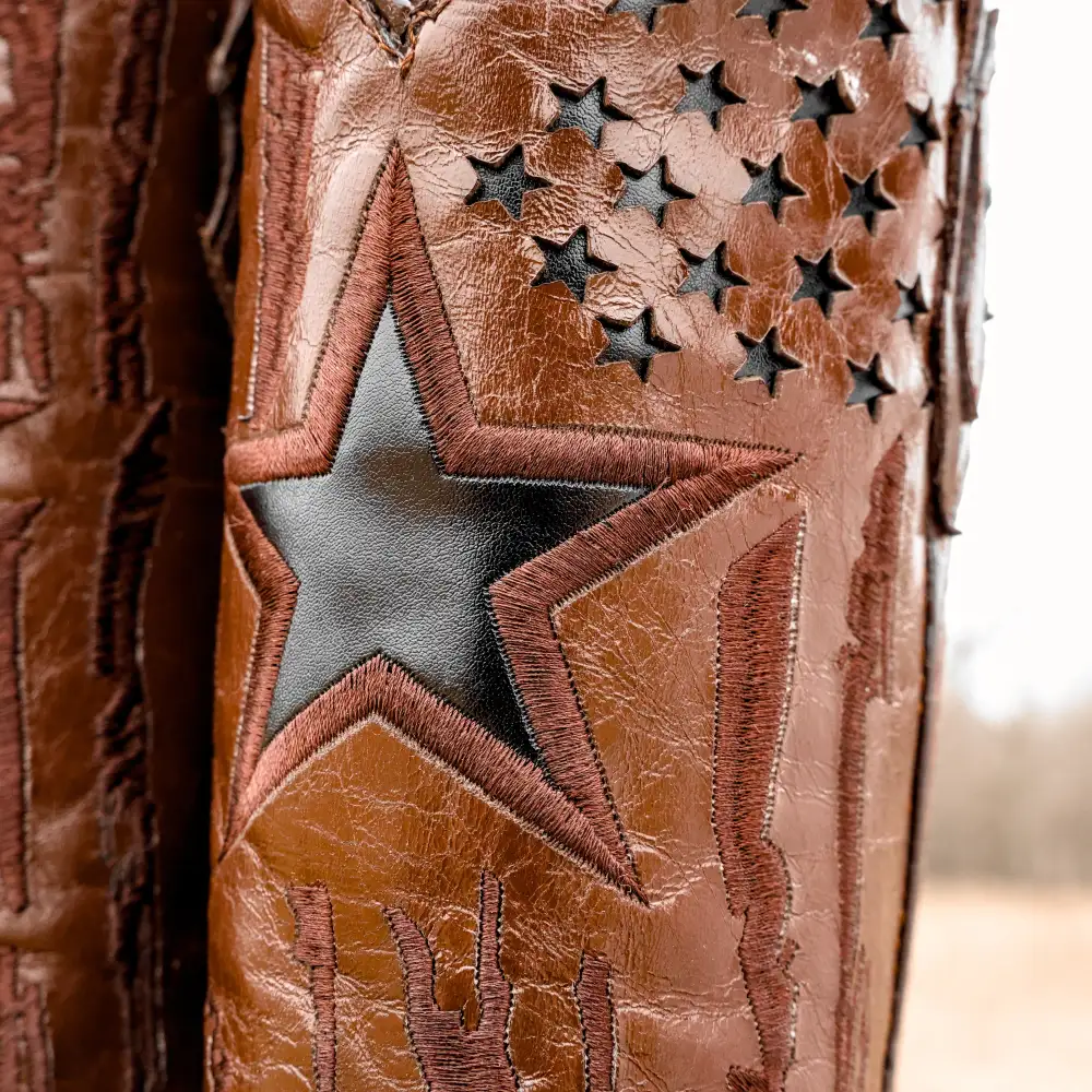 Chocolate Brown Ostrich Leather Boots - Square Toe