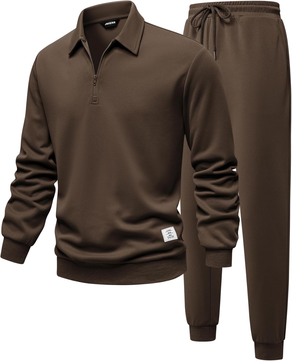 Men's Track Suits 2 Piece Outfits Quarter Zipper Polo Shirt Tracksuit & Joggers Sweatpants Sweatsuit Sets