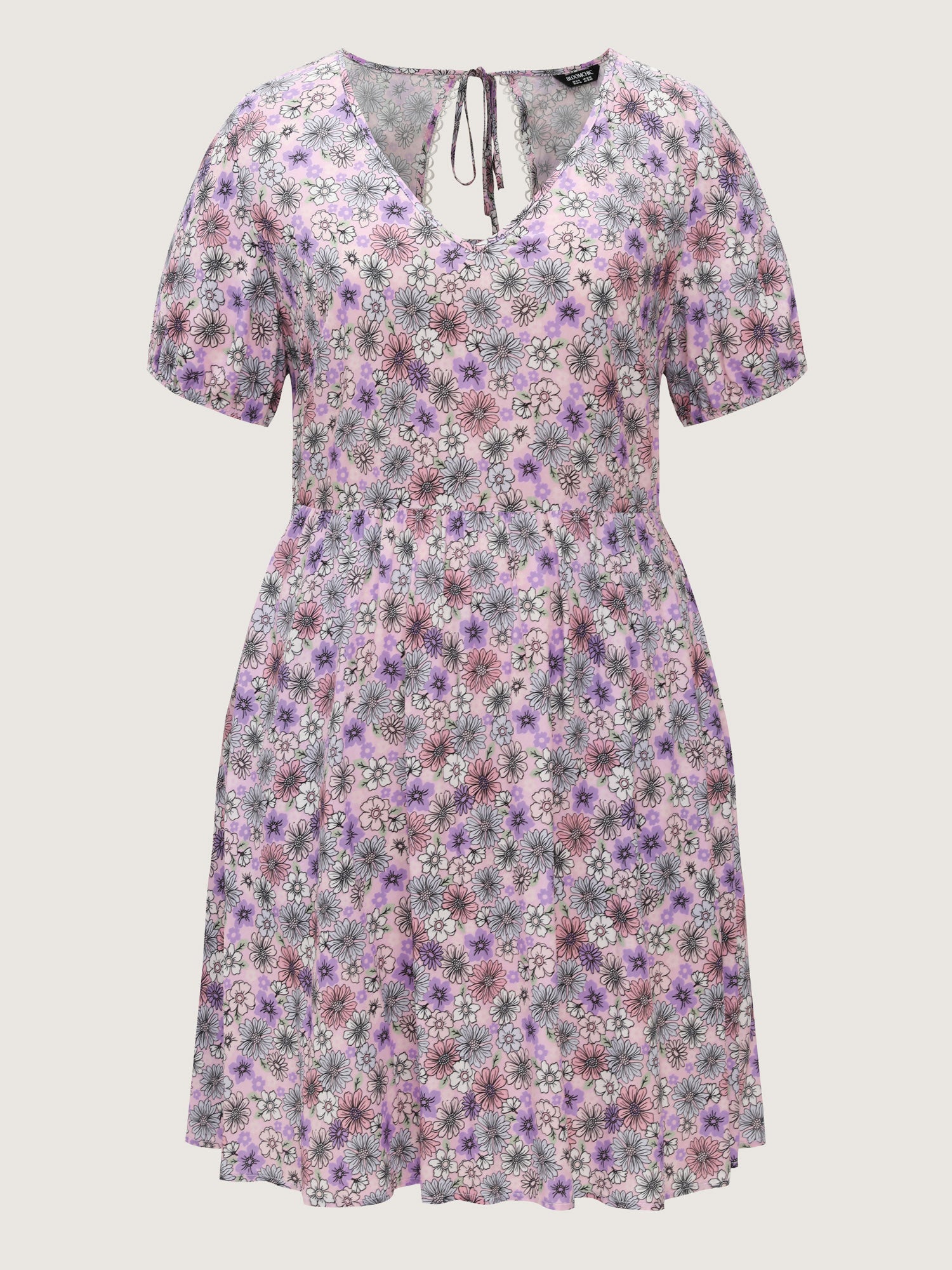 Supersoft Delicate Floral Lace Trim Mini Dress