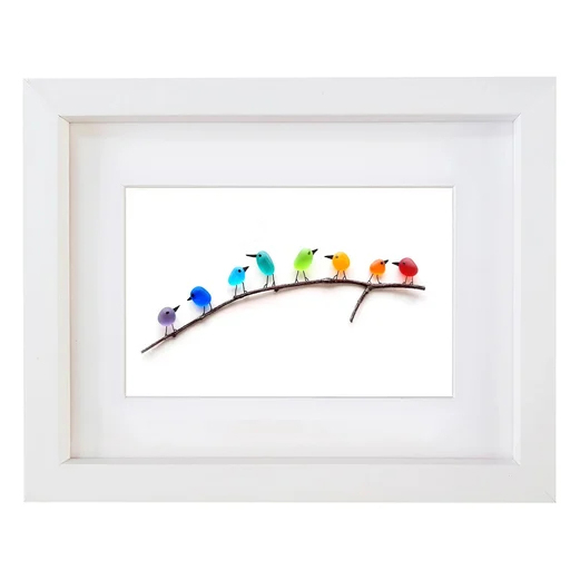 SheremArt Sea Glass Birds Decor Coastal Love Notes