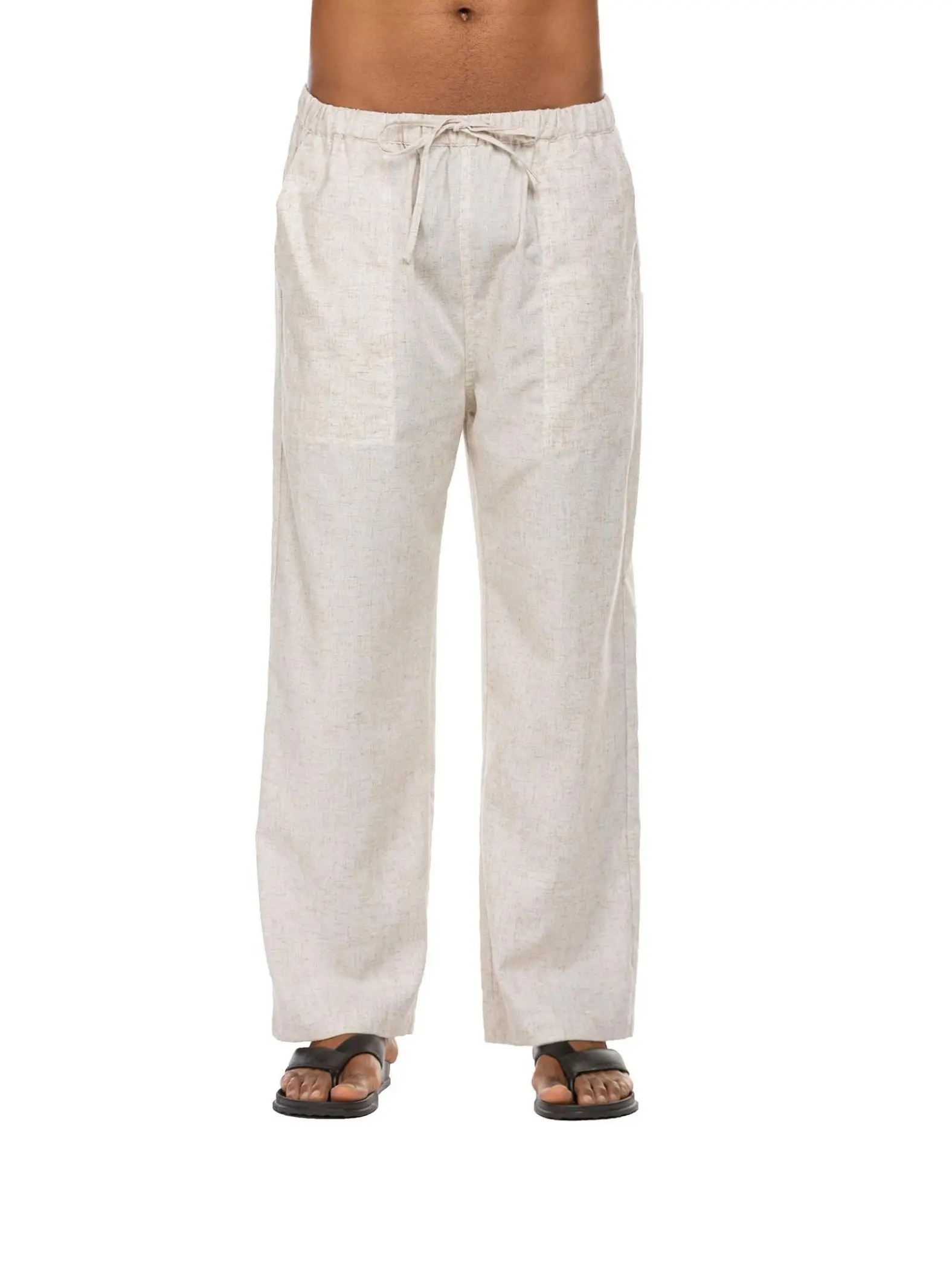 New York Fashion Week Linen Yoga Elastic Beach Vacation Pants Cotton Fabric Bottom Breathable Drawstring Light Loose Comfort Fit Adjustable Summer Trouser