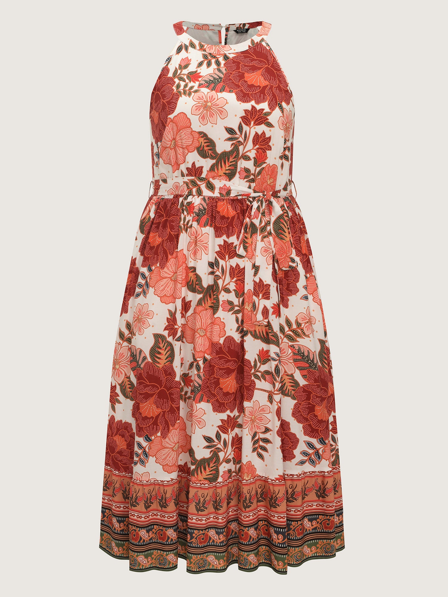 Floral Print Flowy Color Contrast Midi Dress
