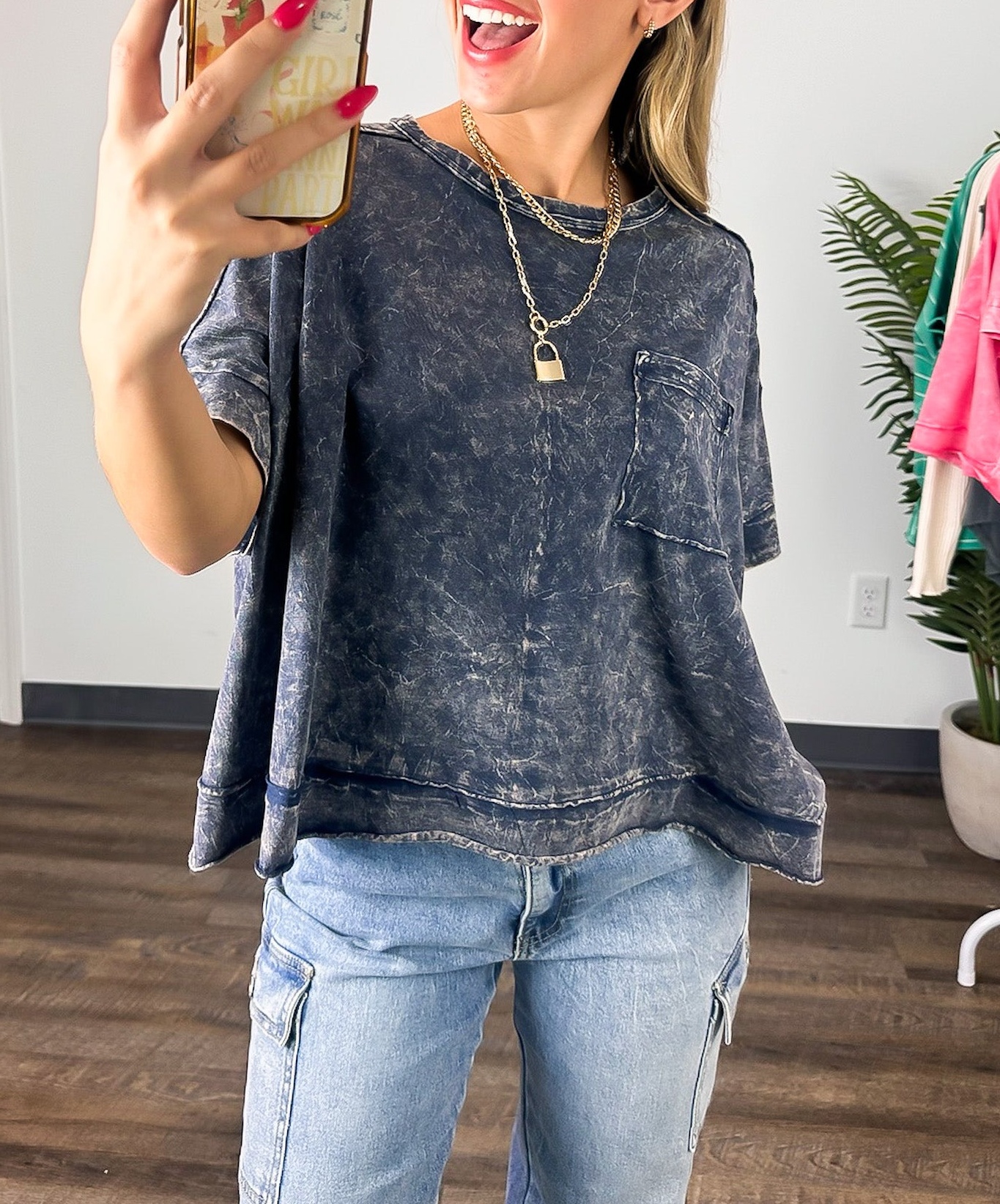 Vivid Aura Mineral Wash Oversized Tee