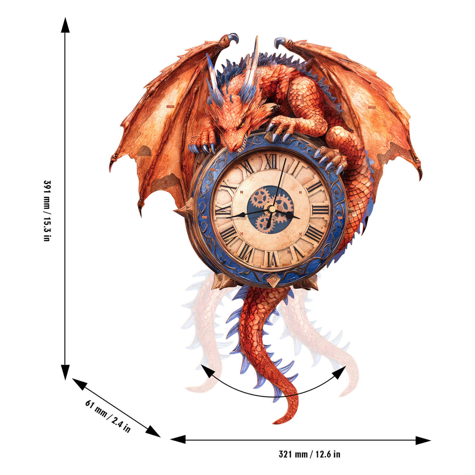 Flame Dragonâ€“ DIY Wooden Clock, 3D Puzzle Craft Kit