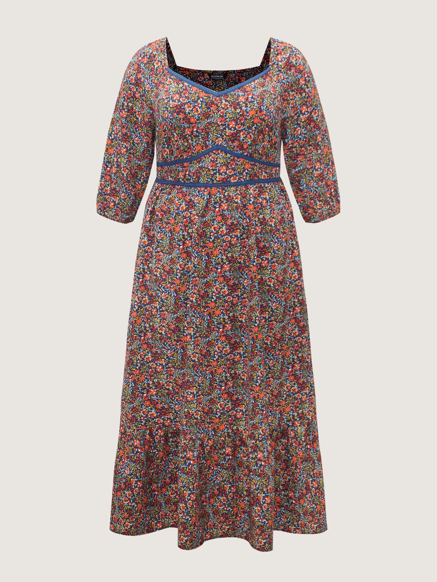 Ditsy Floral Woven Ribbon Maxi Dress