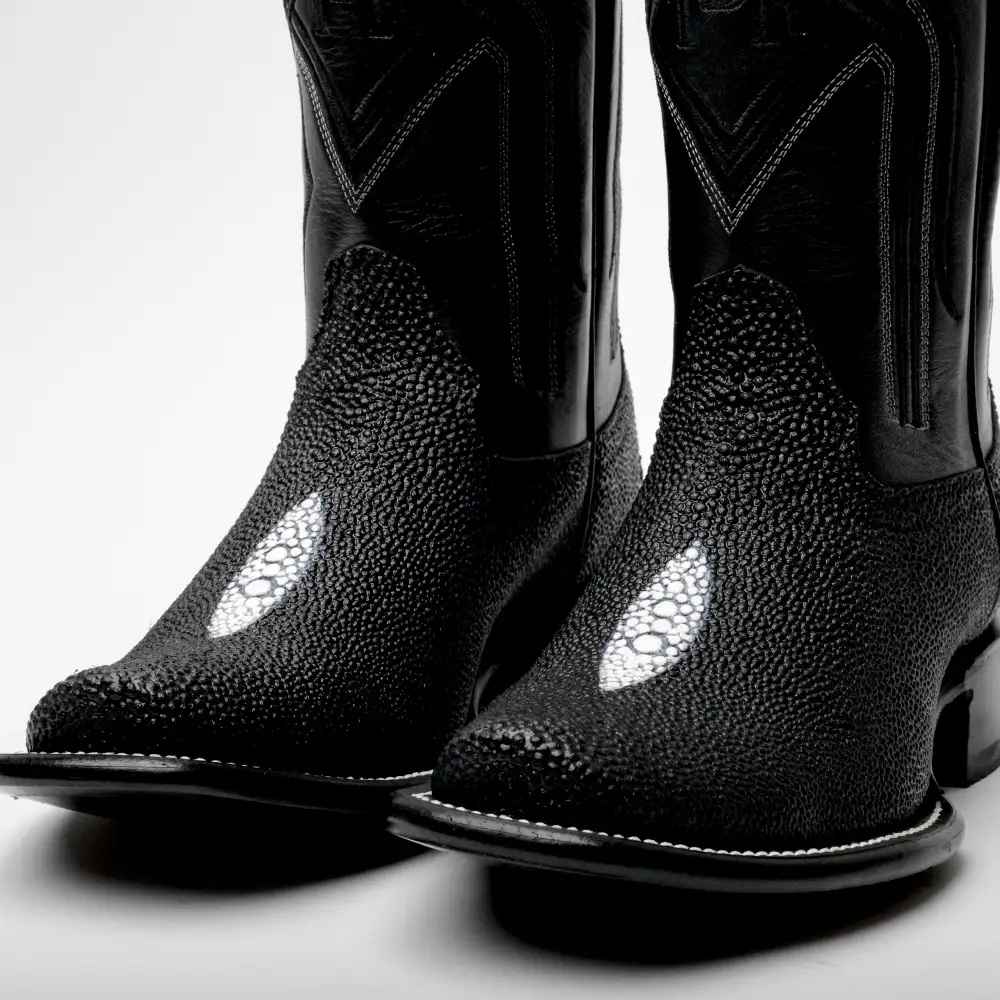 Black Stingray Leather Boots - Cutter Toe