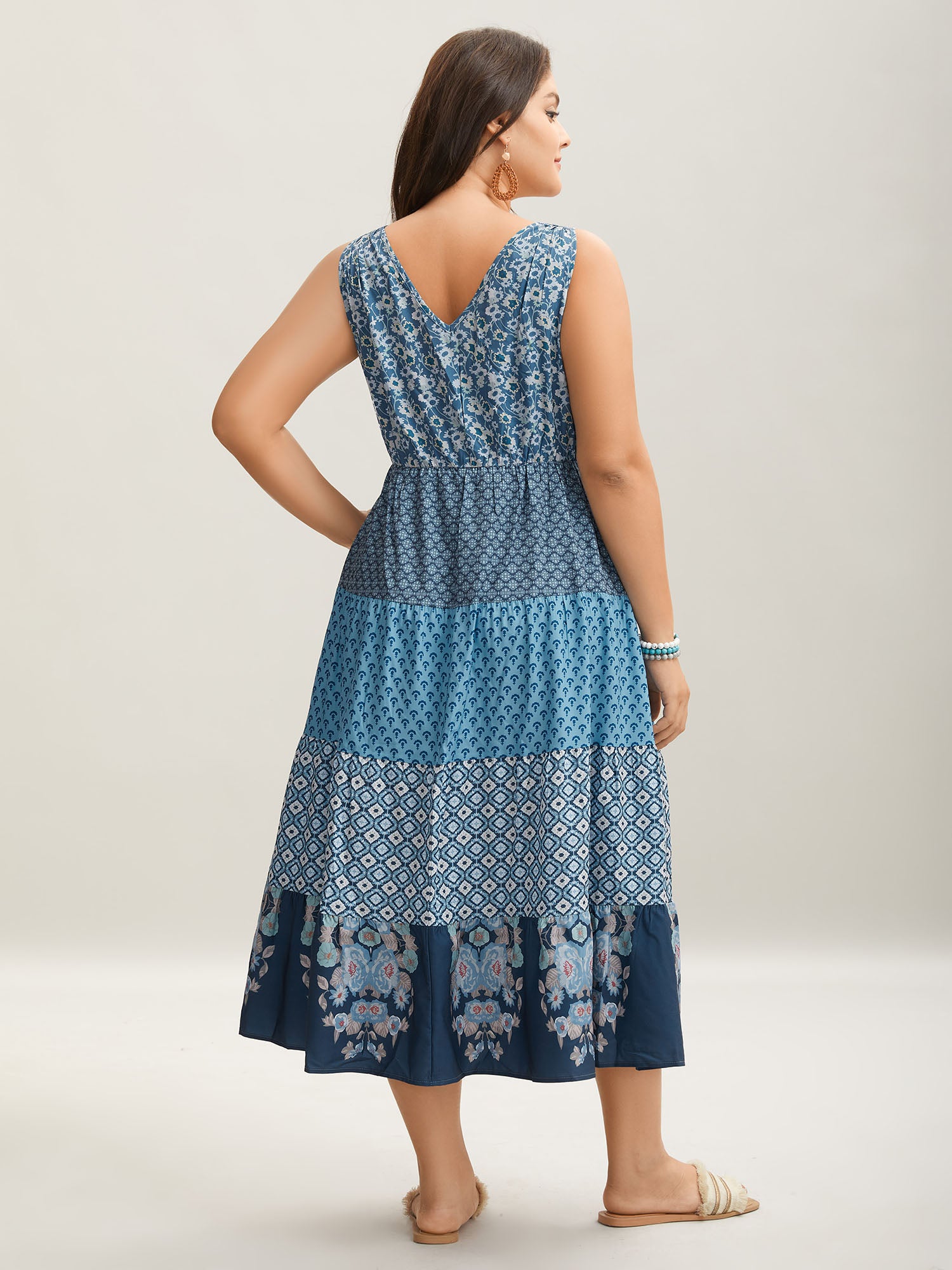 Bandana Patchwork Floral Sleeveless Dress