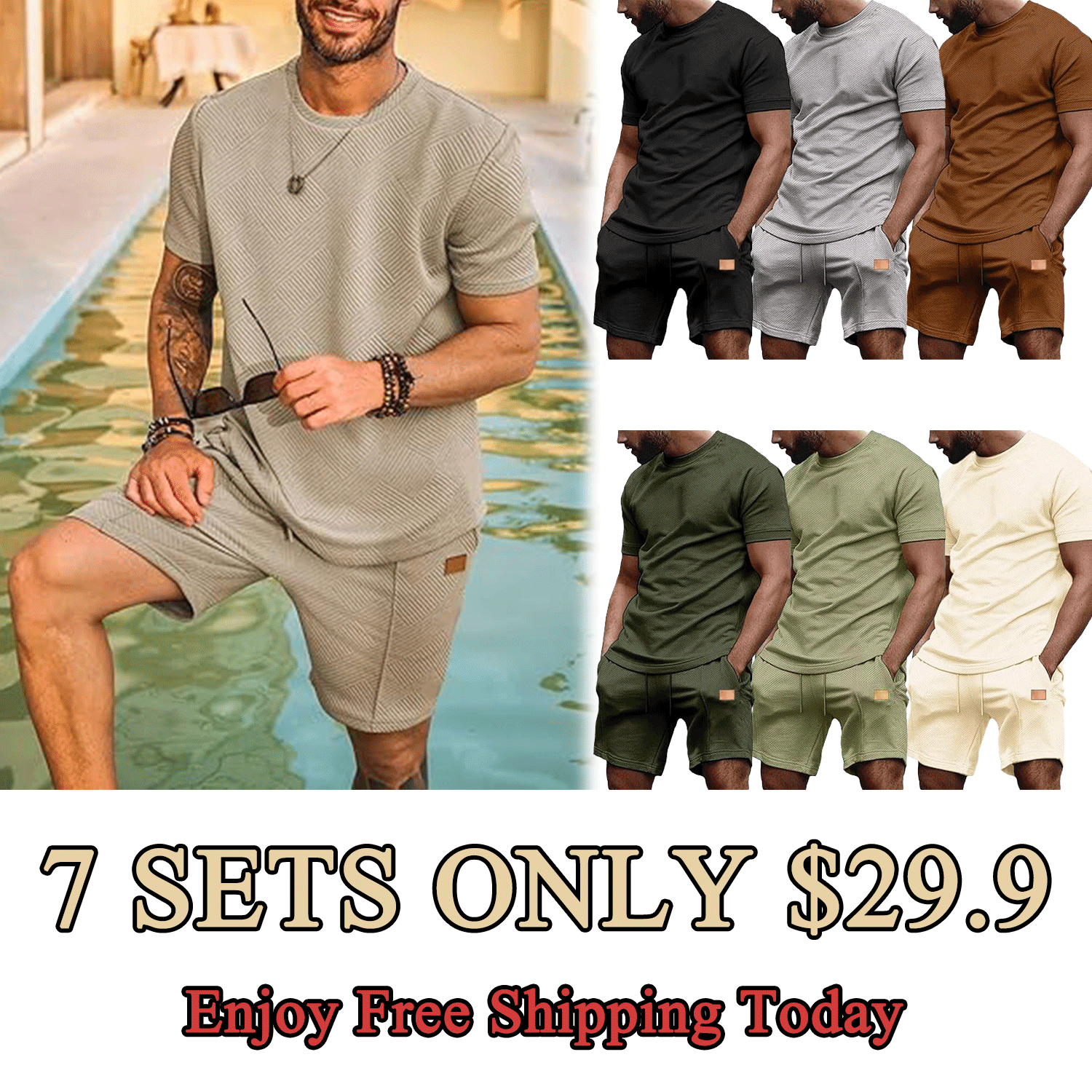 🌴Men’s Casual Summer 2-Piece Shirt & Shorts Set – Comfortable Everyday Outfit