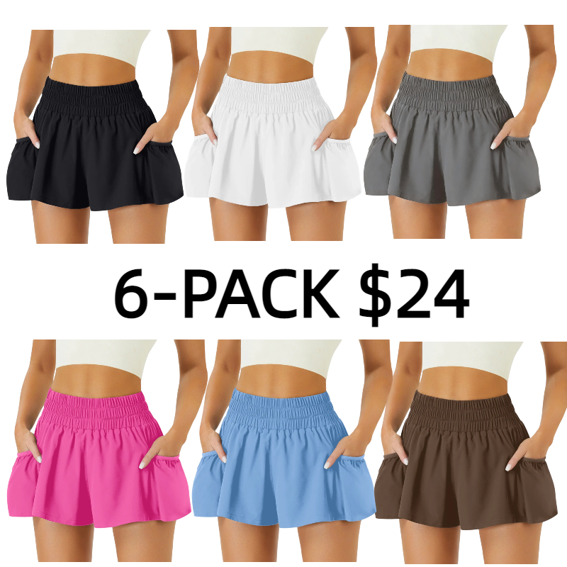 Athletic Shorts for Women High Waisted Elastic Running Shorts Gym Workout Flowy Shorts with Pockets