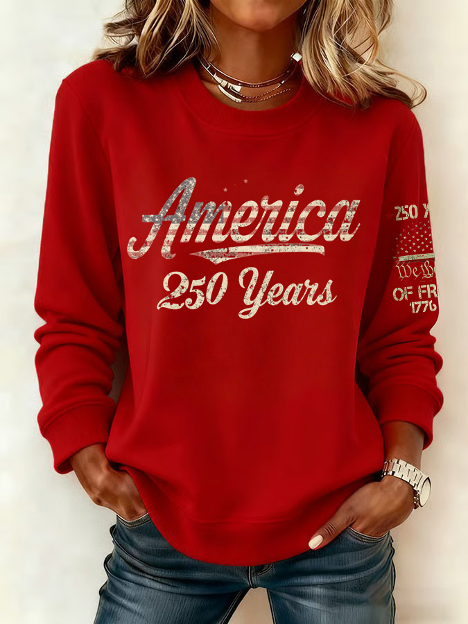 Ladies' Leisure 250th Anniversary National Day Celebration Round Neck Hoodie