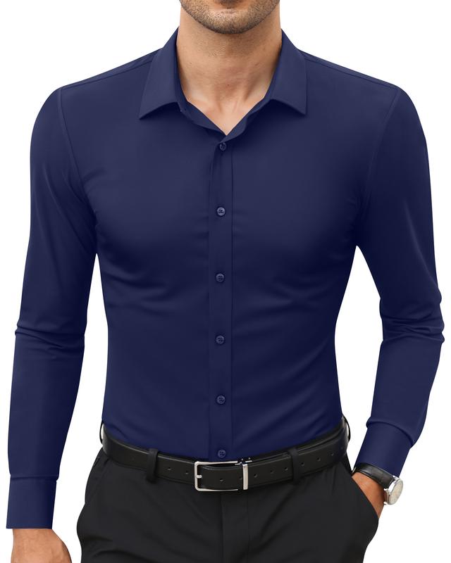 🔥Last Day Promotion!🔥Men’s Stretch Slim-Fit Long Sleeve Dress Shirt