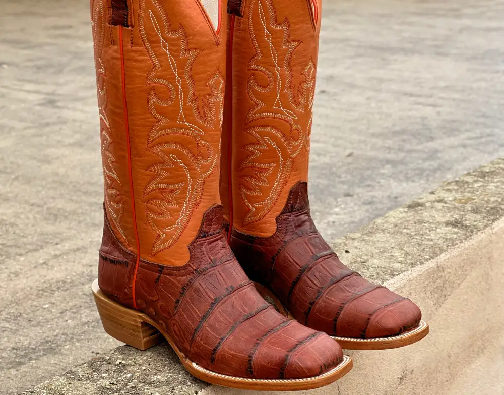 Men’s Cognac Crocodile Belly ￼Buckaroo Western Boot