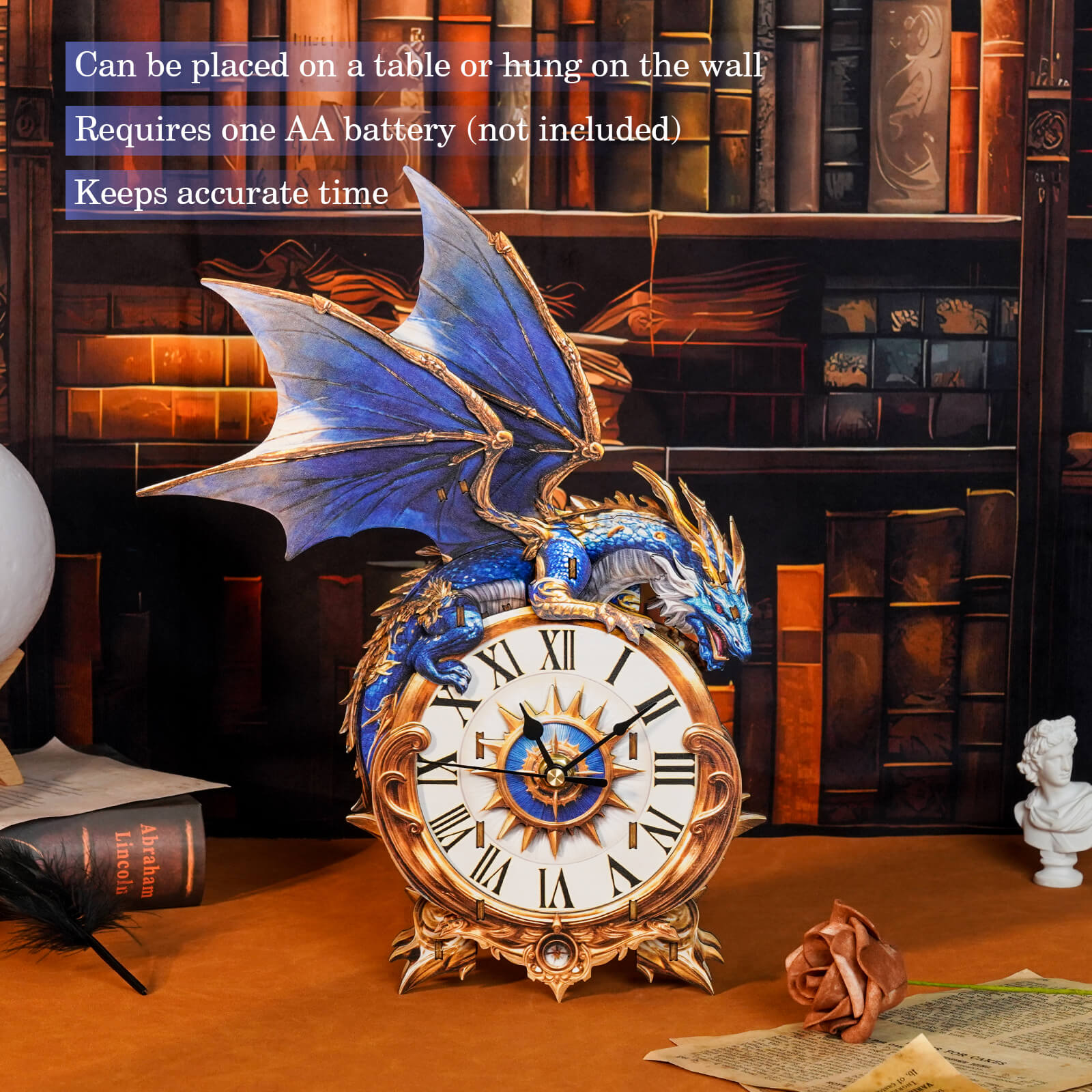 Blue Dragonâ€“ DIY Wooden Clock, 3D Puzzle Craft Kit