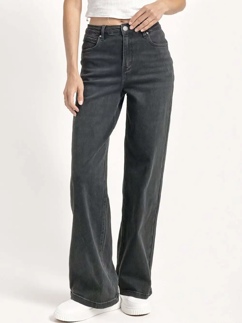 Casual Mid-Rise Denim Multi-Pocket Wide Leg Jeans
