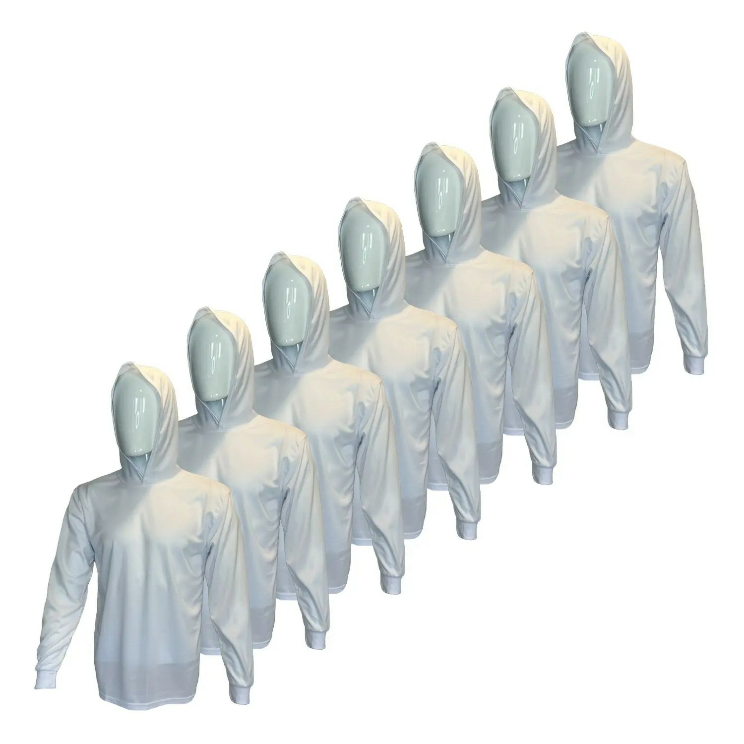 7 SHIRT PACK Hi Visibility ultra light weigh Long sleeve hoodie shirt / 100 % polyester birdeye Fabric for quick dry AVAIALBE IN VARIOUS COLORS