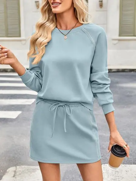 Autumn 2-Piece Short Dress Set Long Sleeve Top & Tennis Skirt