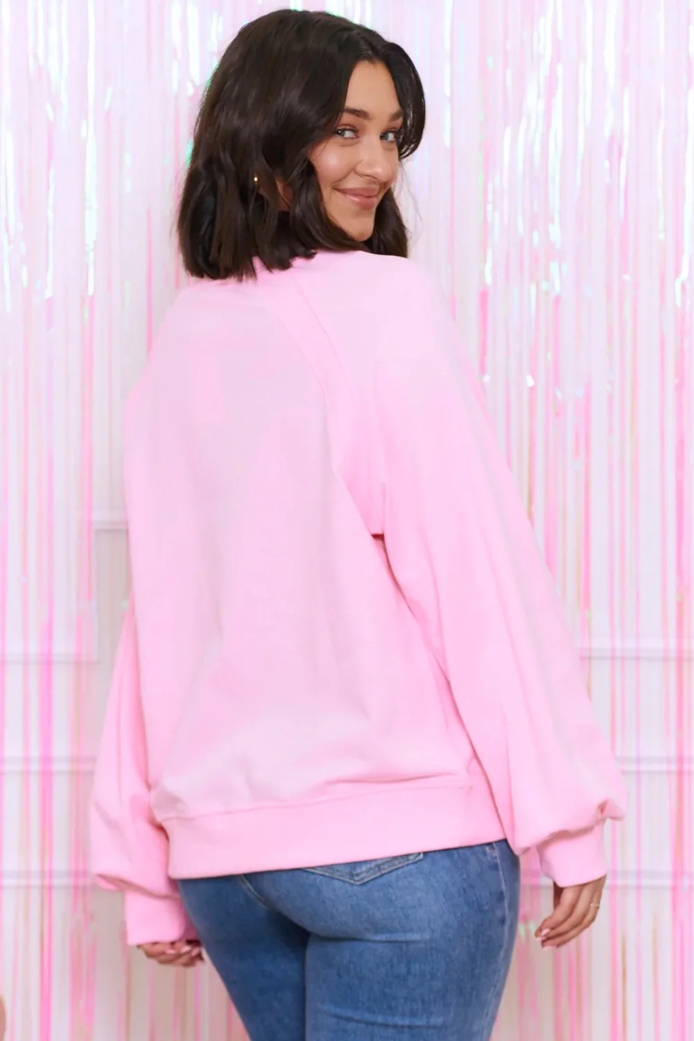 Hugs and Kisses Pop Up Embroidered Raglan Sleeve Sweatshirt