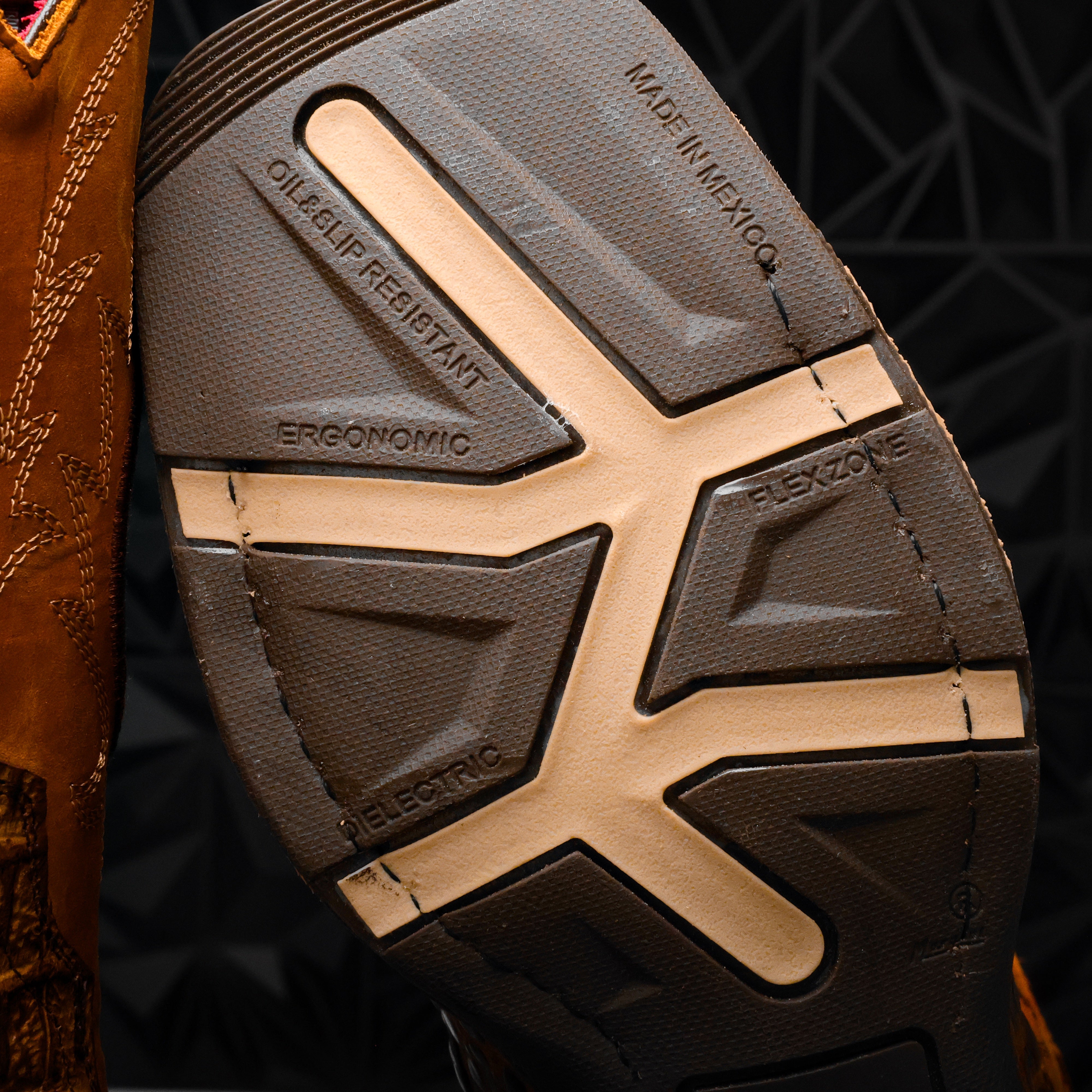 Honey Caiman Neck Leather Boots With 3D Lightweight Sole - Composite Toe