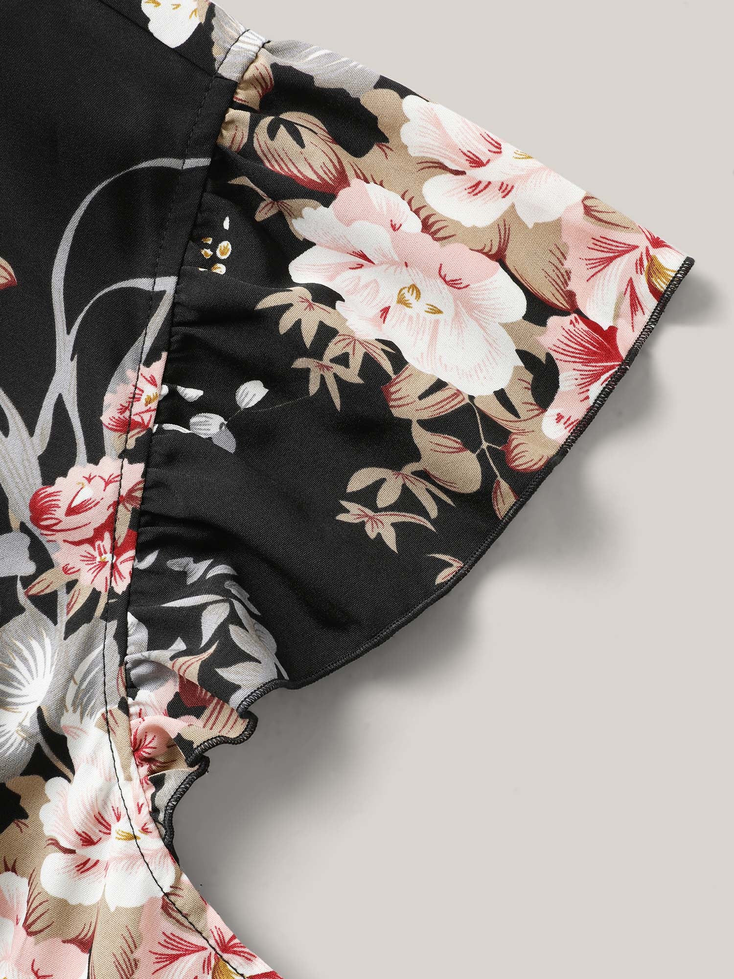 Midnight Blooms Wrap A-Line Midi Dress