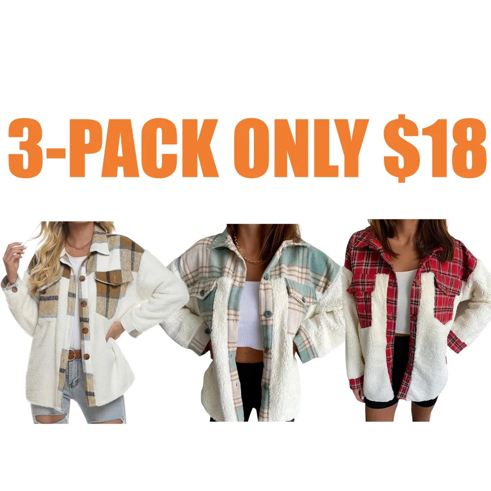 Women's Sherpa Leopard Plaid Shacket