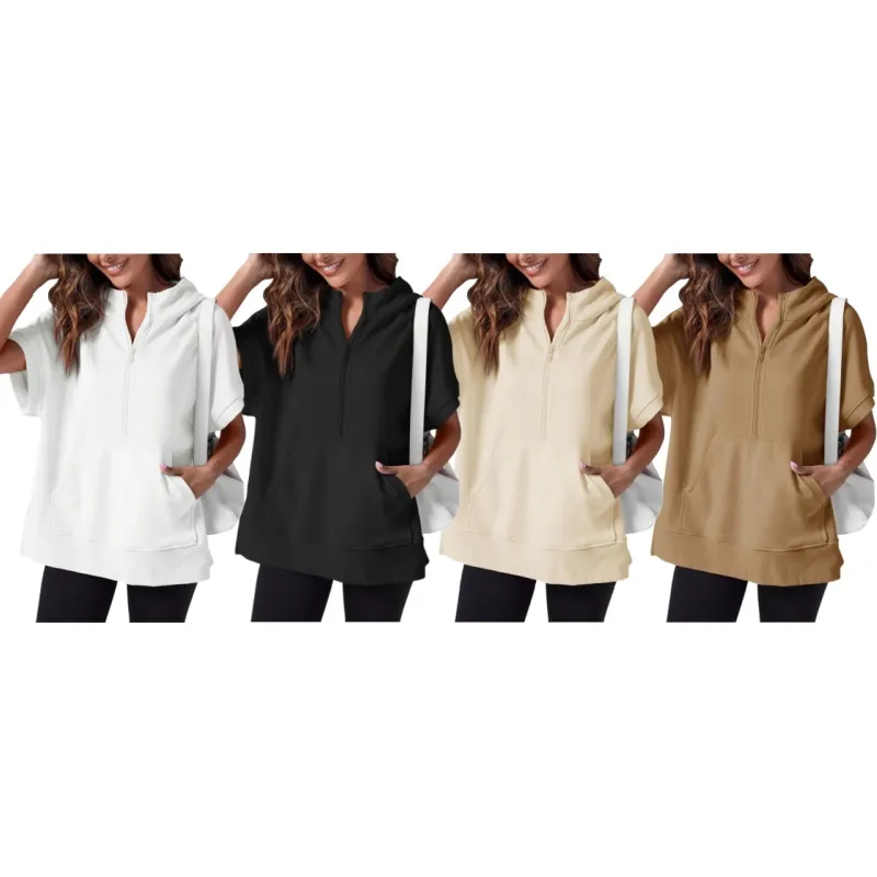 Womens Oversized Half Zip Hoodies with Pockets