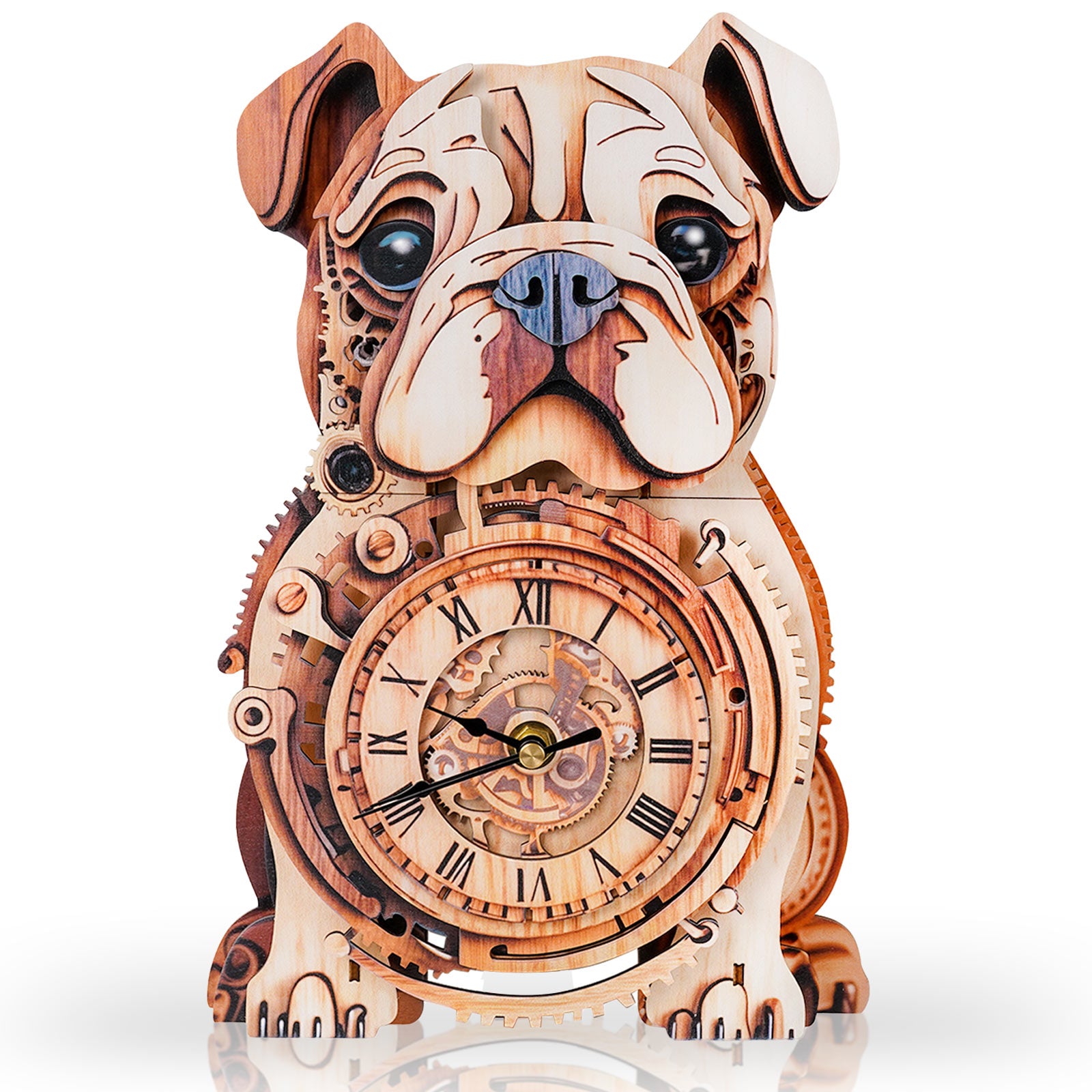 Bulldog â€“ DIY Wooden Clock, 3D Puzzle Craft Kit